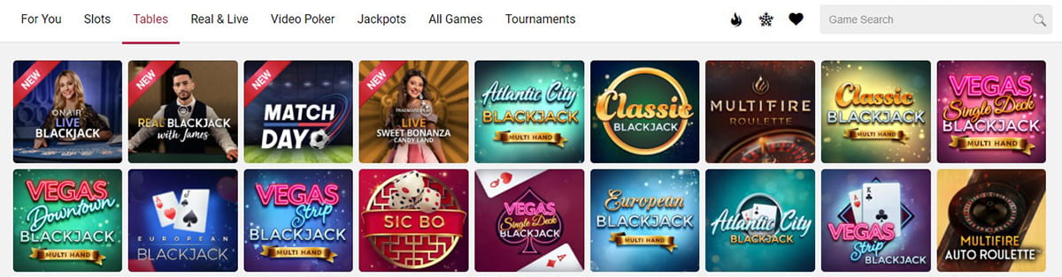 The Ruby Fortune Roulette, Blackjack & Other Table Games